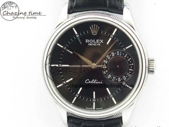 0510 Cellini 50519 Real Date SS BP Maker Best Edition Black Dial Sticks Markers on Black Leather Strap SA Affordable 3087
